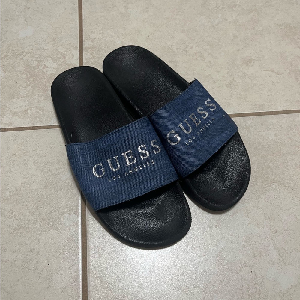 Guess Navy/Silver Slides!